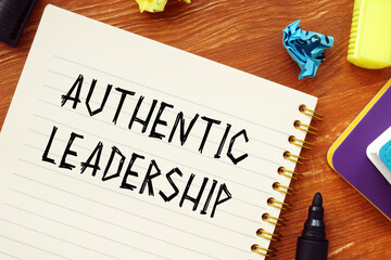 Naklejka premium Financial concept about AUTHENTIC LEADERSHIP question marks with inscription on the page.