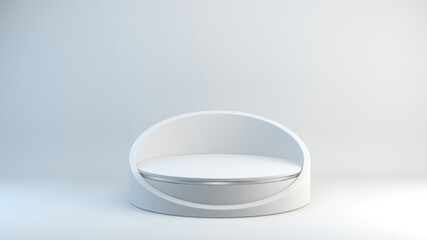 White Pedestal on White background, Blank Pedestal minimal concept template - 3d rendering mockup