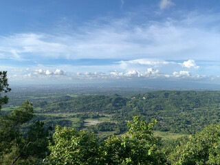 Fototapeta na wymiar Green plain in Bantul, Southern Yogyakarta