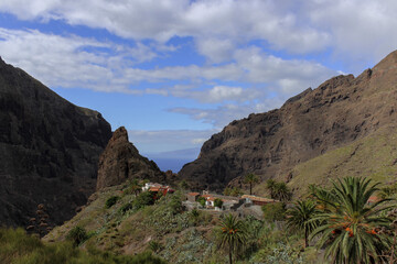 Mountainous landscape in Tenerife with green trees and unrivaled views on Islands Canaries