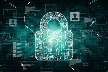 2d illustration Safety concept: Closed Padlock on digital background
