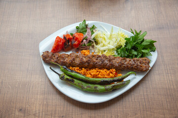 front view, turkish food kebab