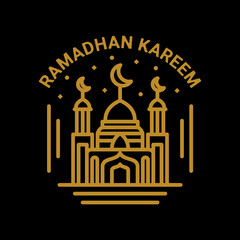 Design Vector is created in the style of line art which forms Mosque