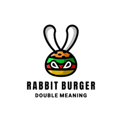 Double meaning the logo which forms Rabbit And Burger. Abstract emblem, design concept, logo, logotype element