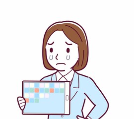 タブレットで説明する人