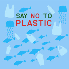 say no to plastic concept for better future. vector illustration