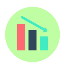 Declining Bar Chart Colored Vector Icon 