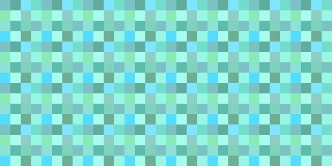 Blue mosaics seamless pattern, vector background of squares wide shape, horizontal