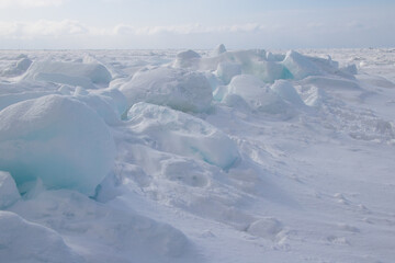 Sea of Okhotsk With drift ice in Shiretoko, Hokkaido, Japan