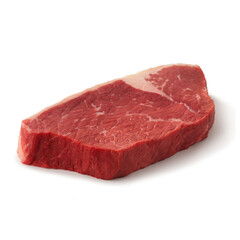 Close-up view of fresh raw Bottom Round Steak Round cut in isolated white background