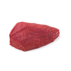 Close-up view of fresh raw Tip Side Roast Round cut in isolated white background