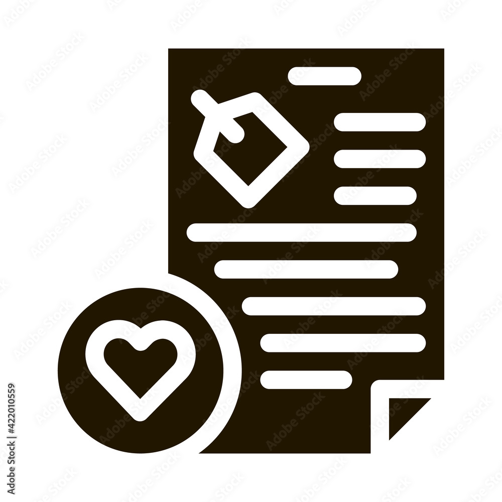 Canvas Prints document heart icon vector glyph illustration