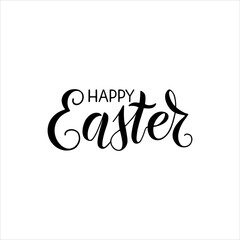 Happy Easter hand drawn lettering. Hand written lettering poster for Easter. Vector ink illustration. Trend calligraphy. Happy Easter typography background.