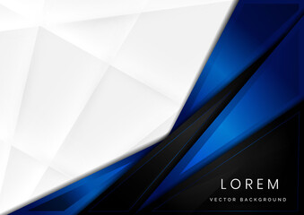 Template corporate concept blue black grey and white contrast background.