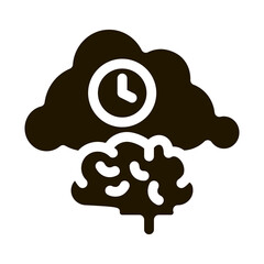 Brain Cloud Clock Icon Vector Glyph Illustration