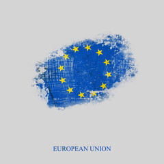 Grunge Flag Of The European Union. Isolated on gray Background