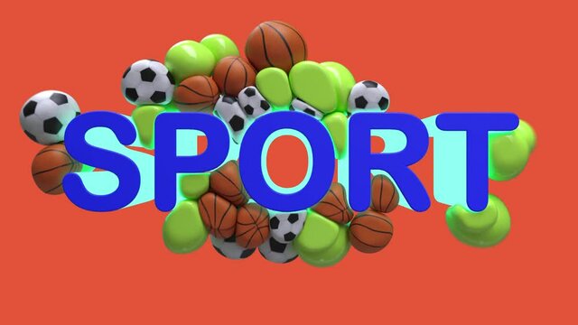 The background is in a sporty, bright, trendy style with bouncing flexible balls and lettering.