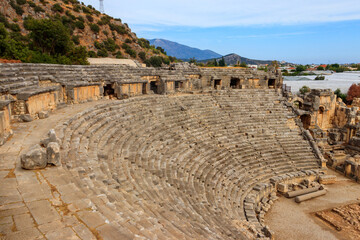 Ruins of ancient Greek-Roman theatre of Myra in Demre, Antalya province in Turkey