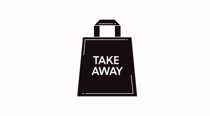 Vector Isolated Black and White Take Away Bag Icon or Sign