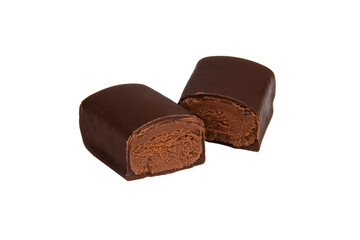 Chocolate glazed curd bar isolated on the white background