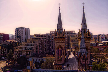 Fototapeta na wymiar Batumi, Georgia - March 1, 2021: View of the Cathedral from a drone