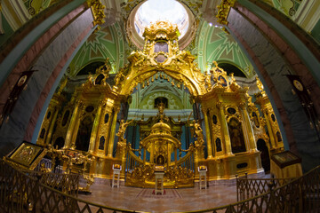 Fototapeta na wymiar beautiful interior golden church inside