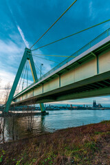 Deutzer Bridge in Cologne at the blue hour, Germany.