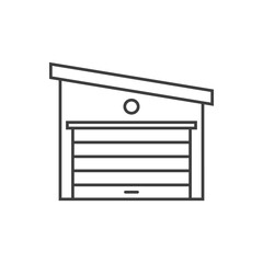 Puerta de garaje de casa con lineas en color gris