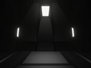 3D rendered black scientific stage.