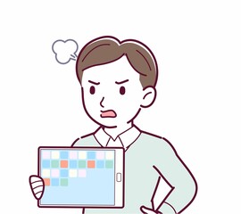 タブレット端末を持つ人