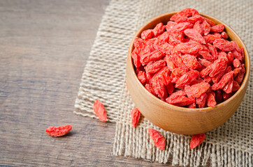 Dried Chinese wolfberries or goji berries.
