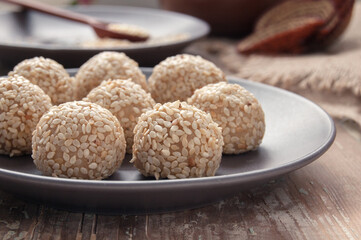 Homemade dessert with sesame seeds