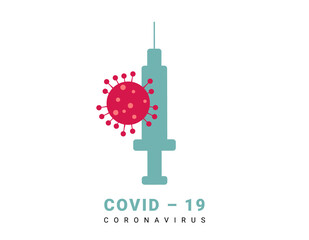 Syringe with Vaccine, Coronavirus, 2019-nCoV, Covid-19, icon, logo, Vector illustration