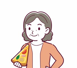 Obraz premium ピザを食べる人