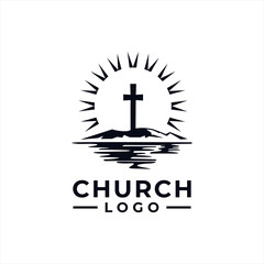 Church Logo design inspiration idea concept with black and white color