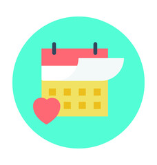 Calendar with Heart Colored Vector Icon