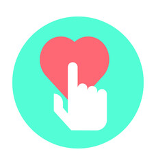 Heart Touching Finger Colored Vector Icon