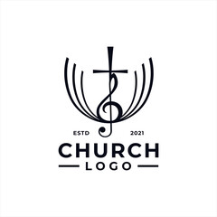 Church Logo design inspiration idea concept with black and white color