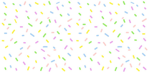White background with colorful confetti and sprinkles, vector, colorful pattern