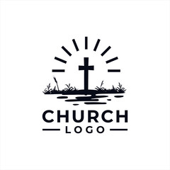 Church Logo design inspiration idea concept with black and white color