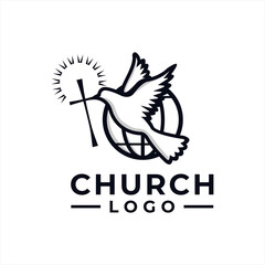 Fototapeta na wymiar Church Logo design inspiration idea concept with black and white color