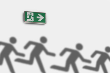 escaping emergency exit figurines during a fire