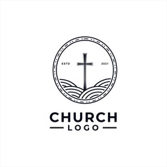 Church Logo design inspiration idea concept with black and white color