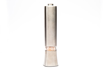 metal spice grinder on a white background