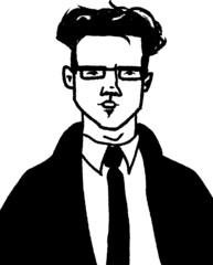 vector illustration of young handsome man student. professor. teacher. intelligent in glasses