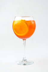 Isolated glass of aperol spritz cocktail with orange slices