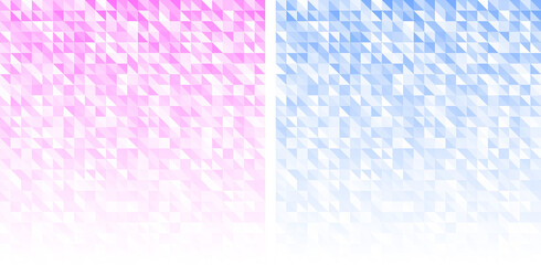 Fototapeta na wymiar Geometric background set. Triangle pattern. Pink and blue color. Gradient texture. Vector illustration.
