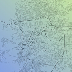 Fototapeta premium Enugu, Nigeria - Urban vector city map with parks, rail and roads, highways, minimalist town plan design poster, city center, downtown, transit network, street blueprint