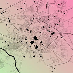 Raipur, Chhattisgarh, India - Urban vector city map with parks, rail and roads, highways, minimalist town plan design poster, city center, downtown, transit network, street blueprint