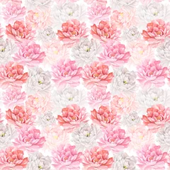 Rolgordijnen seamless floral pattern. Floral watercolor ornament, seamless pattern with hand drawn flowers, roses, peonies, rose hip for textiles, wallpaper, wedding pictures and invitations © SashaBary
